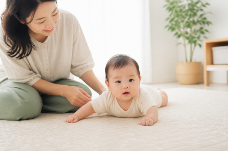 タミータイムは赤ちゃんの発達にどう関わる？系統的レビューをもとにやさしく解説について解説するLife琴似店の記事アイキャッチ